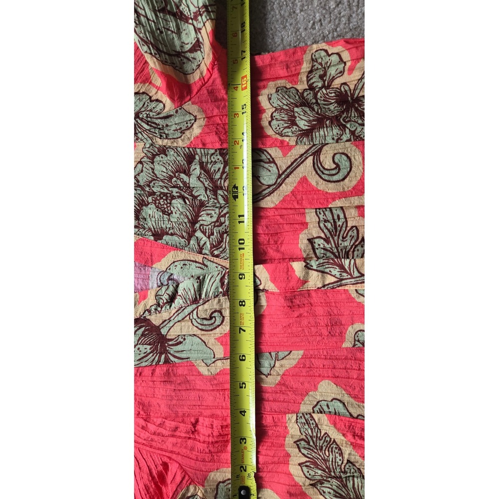 Object Collectors Item Floral Mini Dress Red Coral‎ Green Short Sleeve Size 36 - Picture 10 of 10